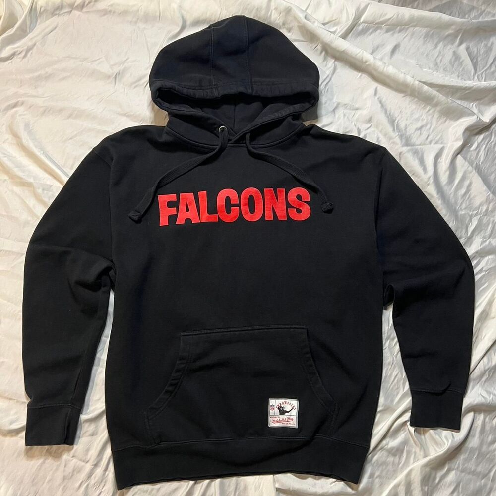 Mitchell & Ness Throwback Vintage NFL Falcons Pullover Hoodie Black Red